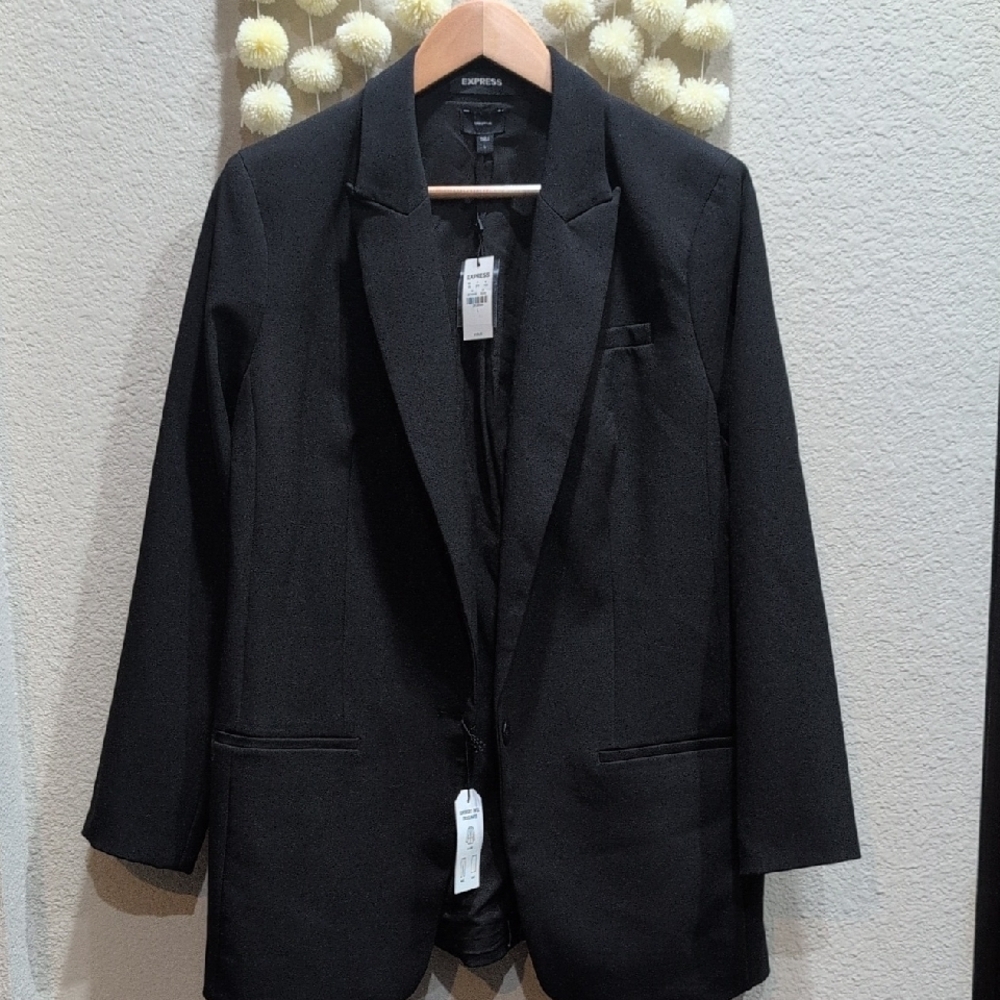 NWT Express Classic Black Supersoft Twill Suit Jacket Blazer - Large - Picture 4 of 15